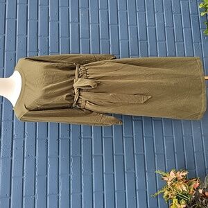 Anthropologie Women's Thalia Fleece Olive Green Sweatshirt Midi Dress. Sz M